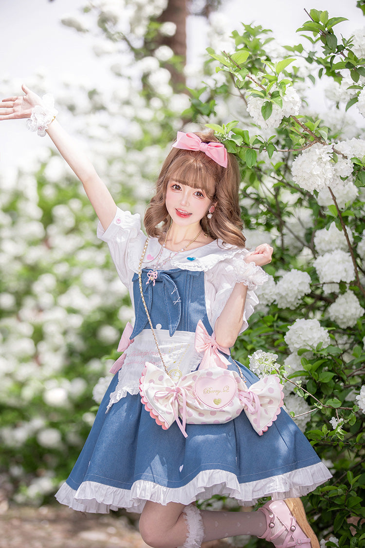Azure Cowboys Are Busy Ruffle Bow Sweet Lolita Strap Gown