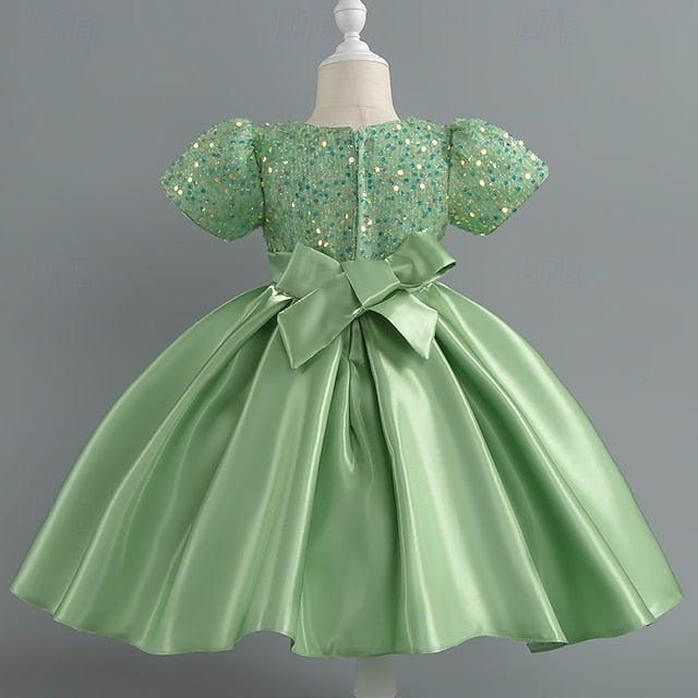 Toddler Girls' Sequin Wedding Short Dress Sleeve Party