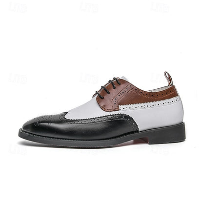 Shoes Tri-Color Brogue in Black Oxford Wingtip Men's