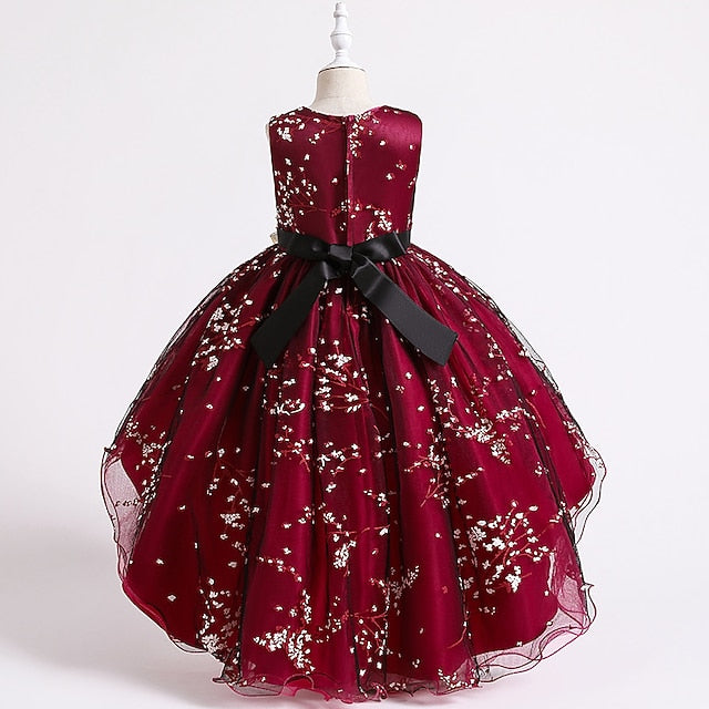 Floral Colored Solid Dress Girls' Kids Wedding Sleeveless