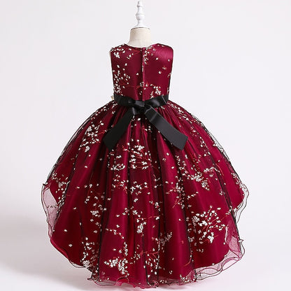 Floral Colored Solid Dress Girls' Kids Wedding Sleeveless