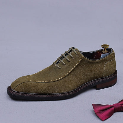 - Classic Cowhide Genuine Leather Shoes Men's Derby Suede