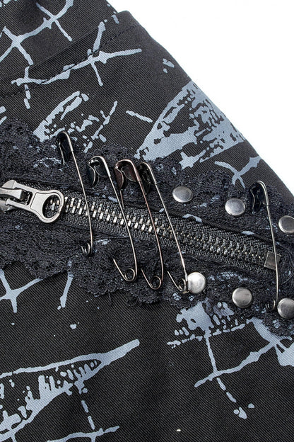 Detachable Skull Print Gothic Skirt