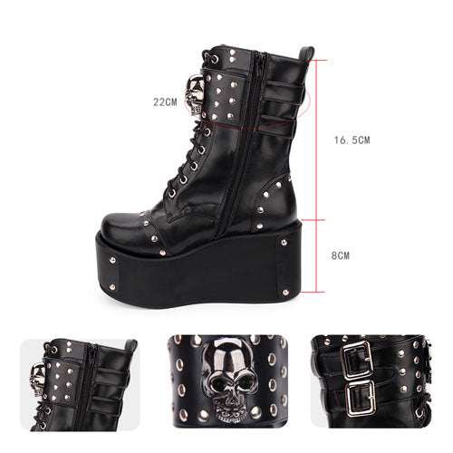 Gothic Lolita Boots with Skull Rivets