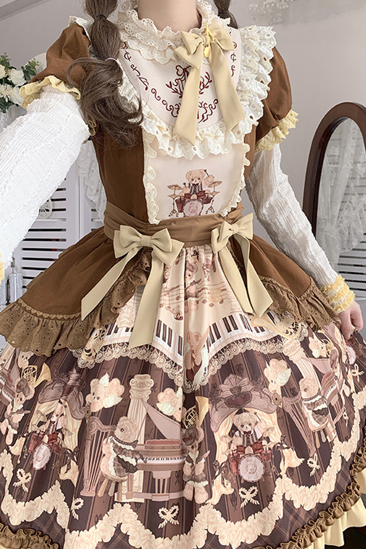 Little Bear Concerto Print Bow Princess Lolita Gown