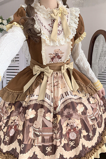 Little Bear Concerto Print Bow Princess Lolita Gown