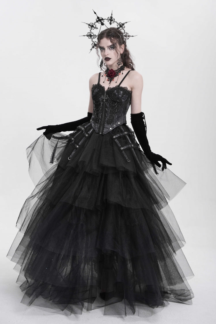No-Sleeve Embroidery Chain Gothic Waistcoat
