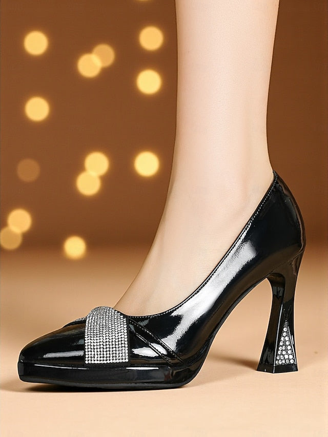 Leather Women's Patent Pointed Toe with Heels Burgundy