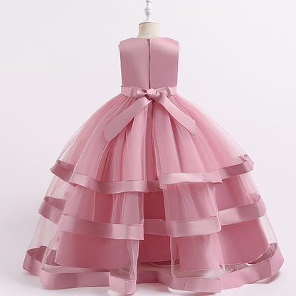 Wedding Solid Sleeveless Kids Colored Party Dress Girls'