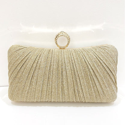 with Glitter Bag Clutch Evening Ring Elegant Gold Rhinestone