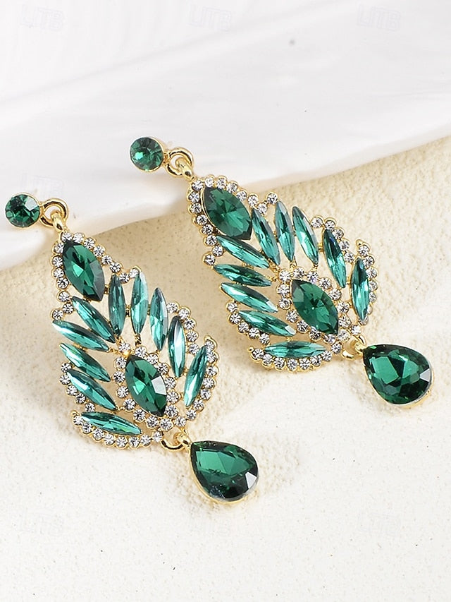 Crystal Drop Women's Earrings – Emerald Green