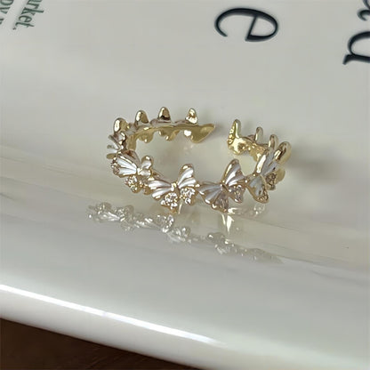 Gold Chic Enamel Butterfly Ring