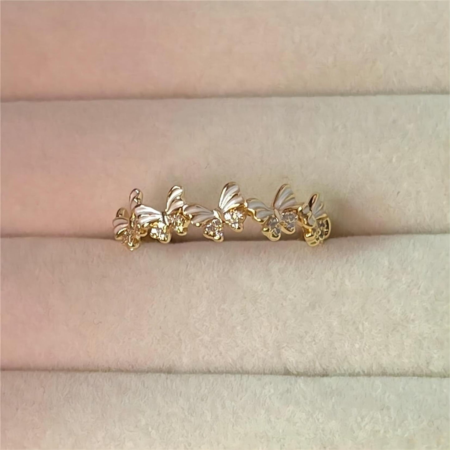 Gold Chic Enamel Butterfly Ring