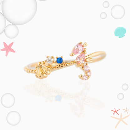 Schicker Aquarienring mit Goldfüllung und eingelegtem Zirkonia GEM027