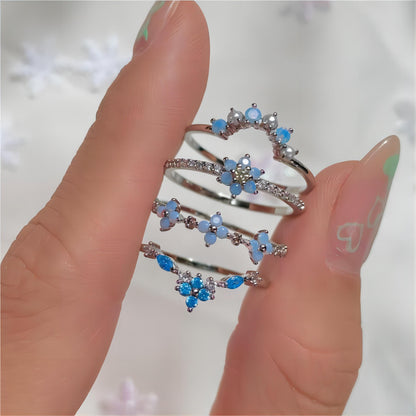 Crystal Floral Chic 2 Pieces Matching Ring Set