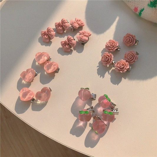 Cute Chic 5 Pieces Pink Hair Clips Set