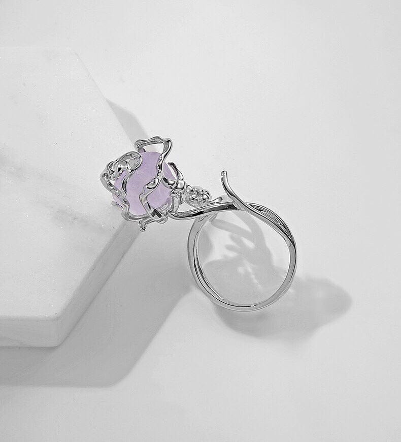 Bague ajustable chic en cristal violet et rose