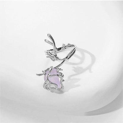 Bague ajustable chic en cristal violet et rose