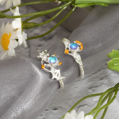 Chic Angel And Devil Matching Opal Ring Set