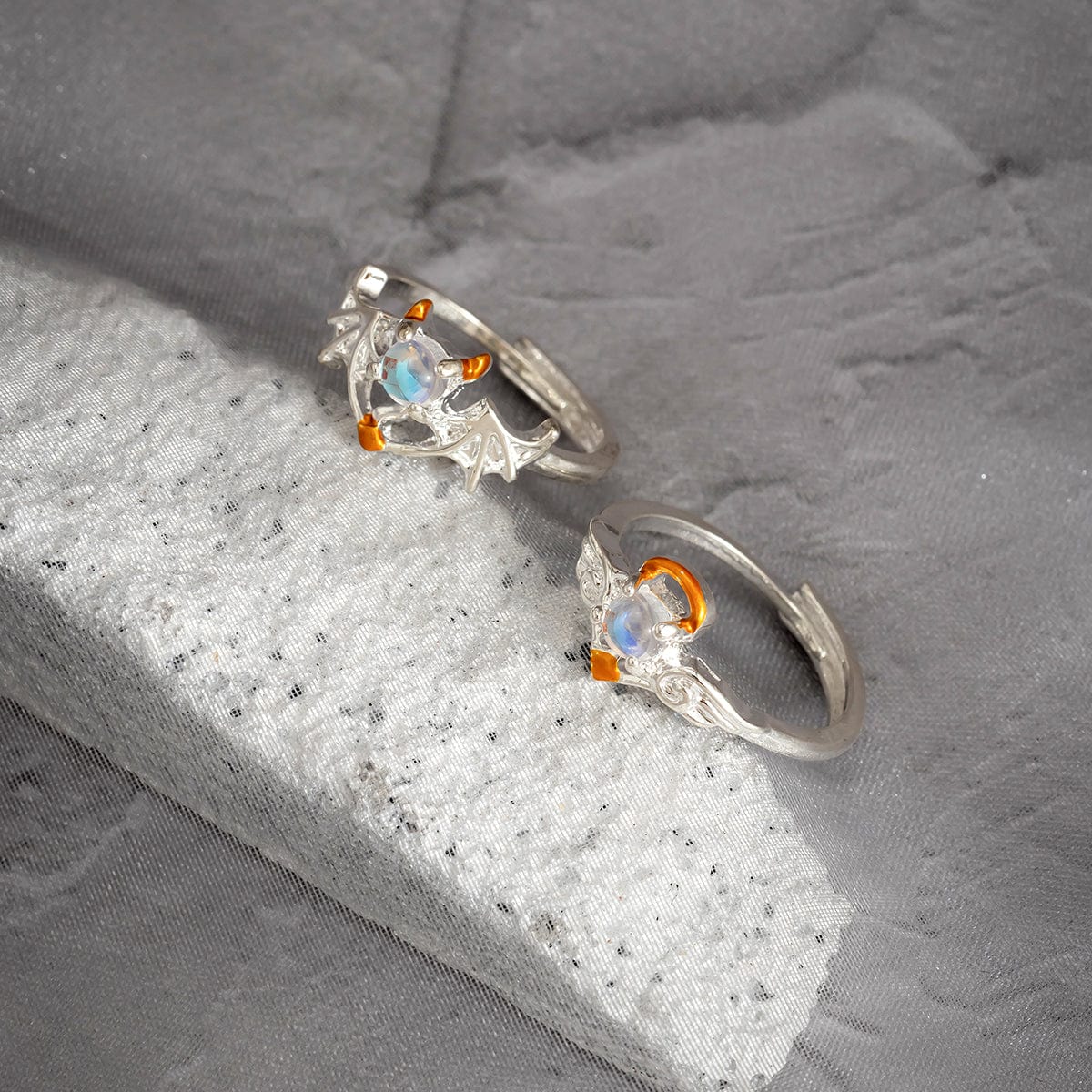 Chic Angel And Devil Matching Opal Ring Set