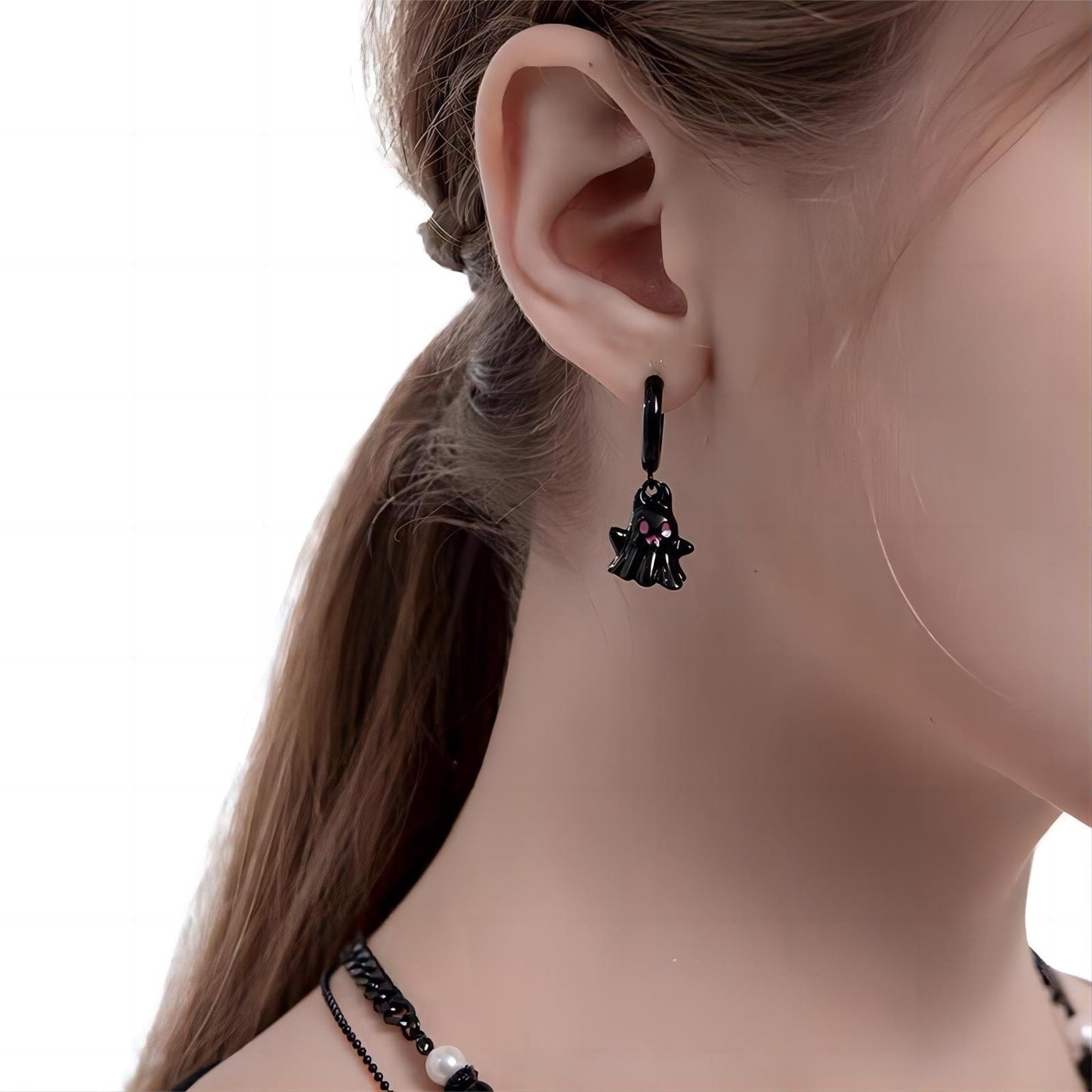 Cute Black and White Little Ghost Earrings