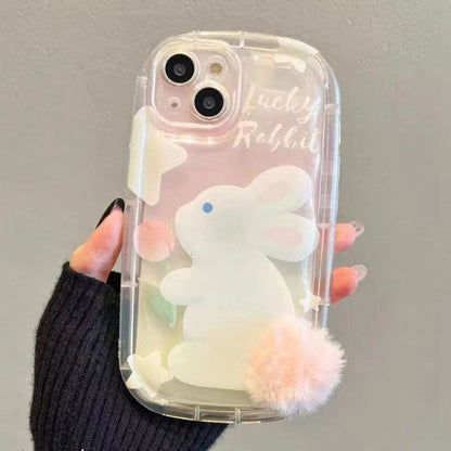 Coque en silicone en peluche pour iPhone avec queue de panda chic Bunny