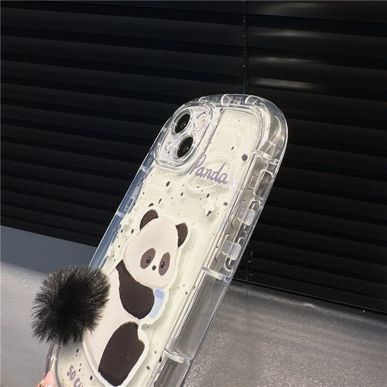 Coque en silicone en peluche pour iPhone avec queue de panda chic Bunny