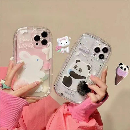 Chic Bunny Panda Tail Silicone Plush iPhone Case