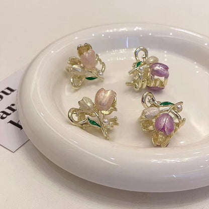 Chic Enamel Pearl Tulip Hair Clip