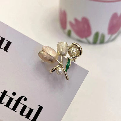 Chic Enamel Pearl Tulip Hair Clip