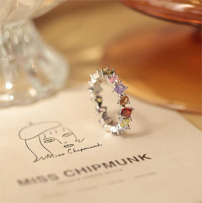 Colorful Rainbow Rhinestone Ring