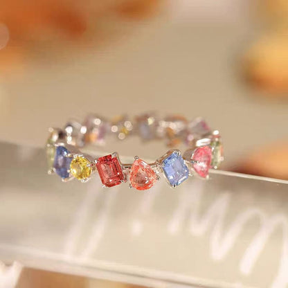 Colorful Rainbow Rhinestone Ring