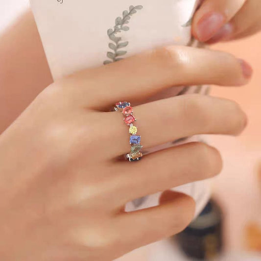 Colorful Rainbow Rhinestone Ring