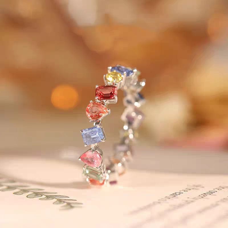 Colorful Rainbow Rhinestone Ring