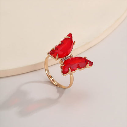 Chic Zirconia Butterfly Ring