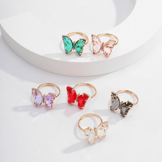 Chic Zirconia Butterfly Ring