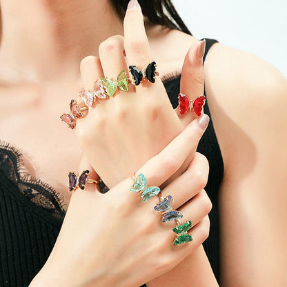 Chic Zirconia Butterfly Ring