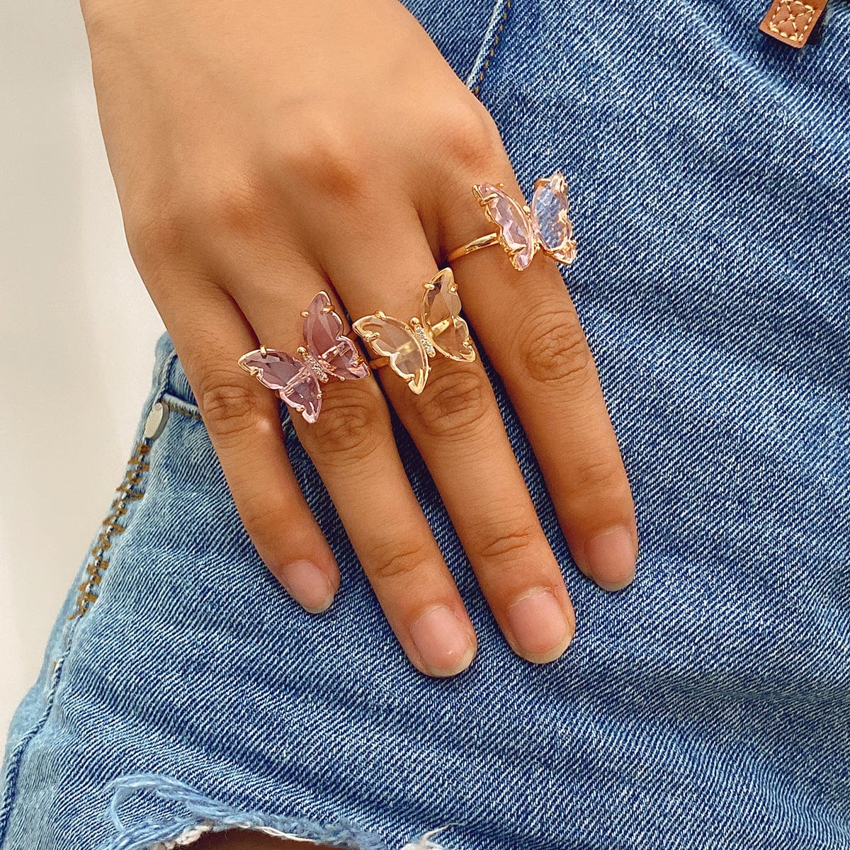 Chic Zirconia Butterfly Ring