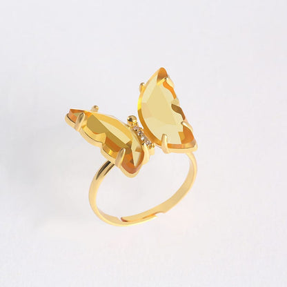 Chic Zirconia Butterfly Ring