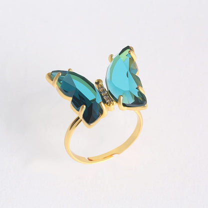 Chic Zirconia Butterfly Ring