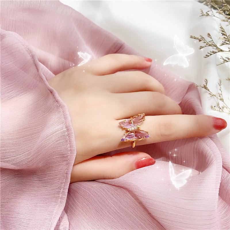 Fancy Crystal Butterfly Ring