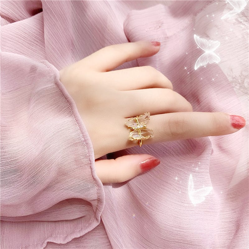 Fancy Crystal Butterfly Ring