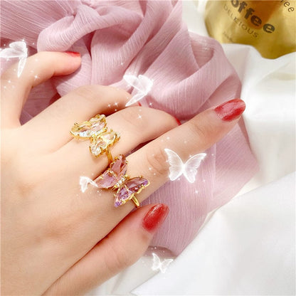 Fancy Crystal Butterfly Ring