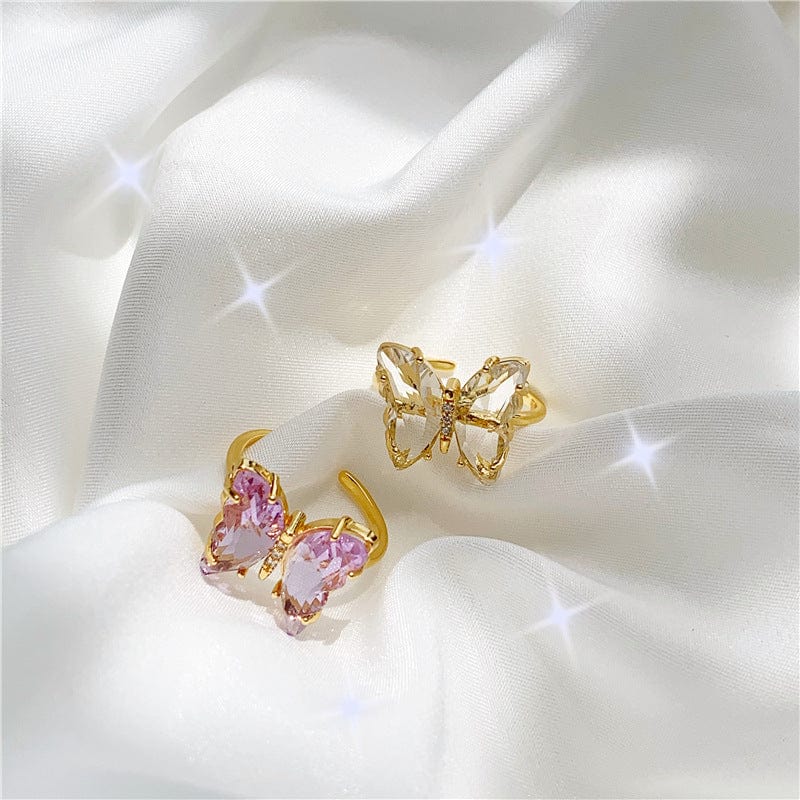 Fancy Crystal Butterfly Ring