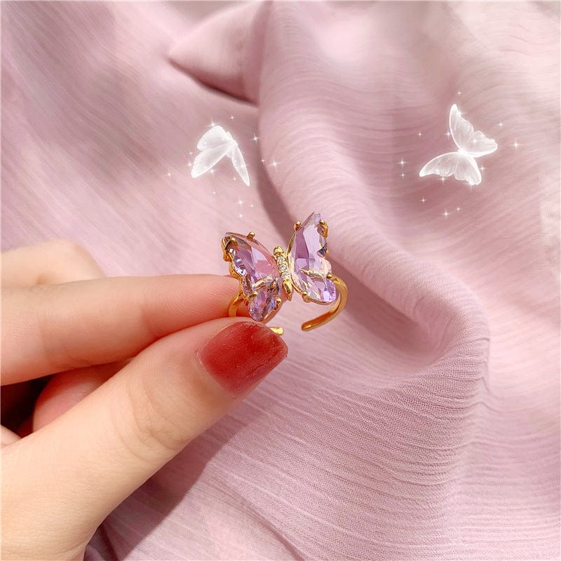 Fancy Crystal Butterfly Ring