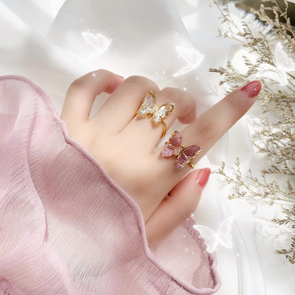 Fancy Crystal Butterfly Ring