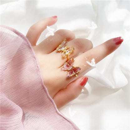 Fancy Crystal Butterfly Ring