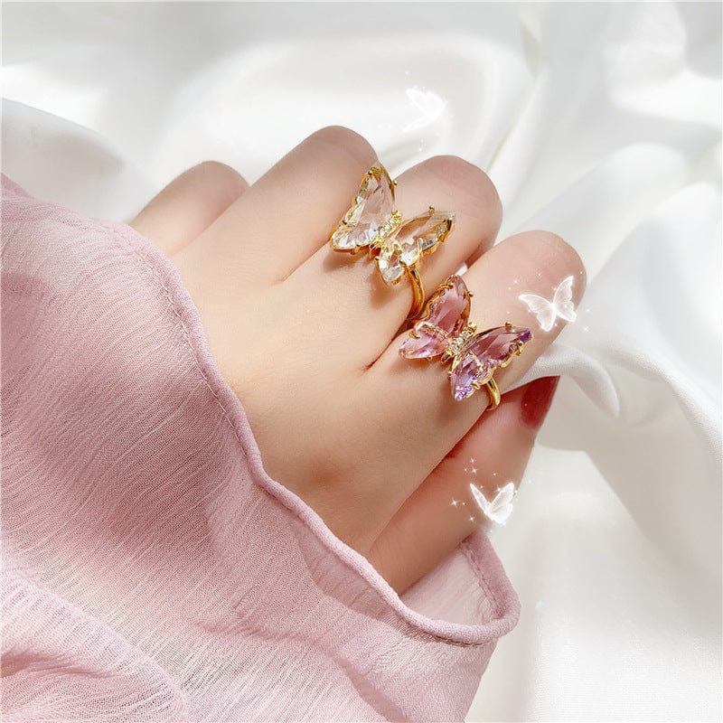 Fancy Crystal Butterfly Ring