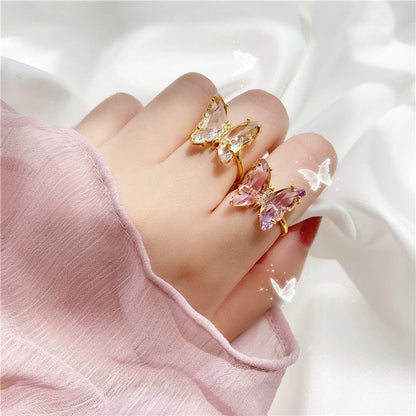 Fancy Crystal Butterfly Ring