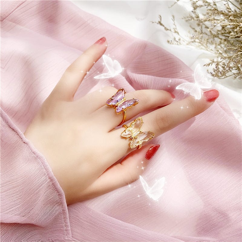 Fancy Crystal Butterfly Ring